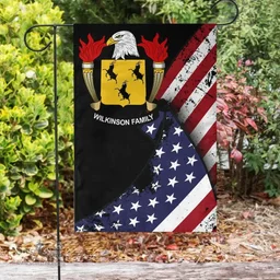 American Wilkinson Coat of Arms on American Flag U.S. Flag Garden Flag/ House Flag