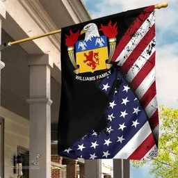 American Williams Coat of Arms on American Flag U.S. Flag Garden Flag/ House Flag