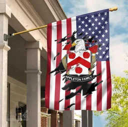 ScotsTee Shop American Appleton Coat of Arms Scratch on American Flag U.S. Flag Garden Flag/ House Flag