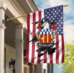 ScotsTee Shop American Belcher Coat of Arms Scratch on American Flag U.S. Flag Garden Flag/ House Flag