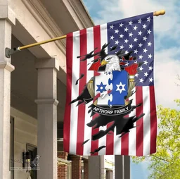 ScotsTee Shop American Apthorp Coat of Arms Scratch on American Flag U.S. Flag Garden Flag/ House Flag
