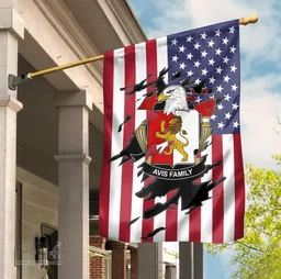ScotsTee Shop American Avis Coat of Arms Scratch on American Flag U.S. Flag Garden Flag/ House Flag