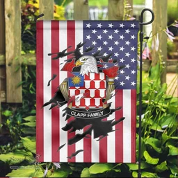 ScotsTee Shop American Clapp Coat of Arms Scratch on American Flag U.S. Flag Garden Flag/ House Flag