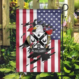 ScotsTee Shop American Blair Coat of Arms Scratch on American Flag U.S. Flag Garden Flag/ House Flag