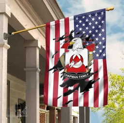 ScotsTee Shop American Chapman Coat of Arms Scratch on American Flag U.S. Flag Garden Flag/ House Flag