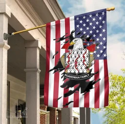 ScotsTee Shop American Boardman Coat of Arms Scratch on American Flag U.S. Flag Garden Flag/ House Flag