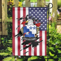 ScotsTee Shop American Cheever Coat of Arms Scratch on American Flag U.S. Flag Garden Flag/ House Flag