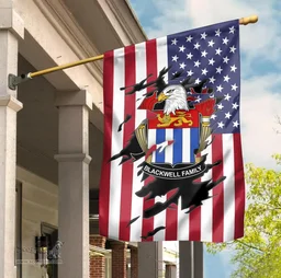 ScotsTee Shop American Blackwell Coat of Arms Scratch on American Flag U.S. Flag Garden Flag/ House Flag