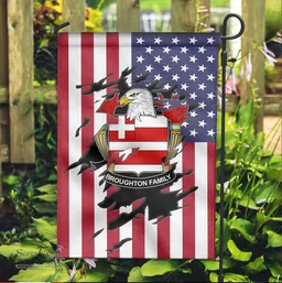 ScotsTee Shop American Broughton Coat of Arms Scratch on American Flag U.S. Flag Garden Flag/ House Flag
