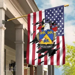 ScotsTee Shop American Catlin Coat of Arms Scratch on American Flag U.S. Flag Garden Flag/ House Flag
