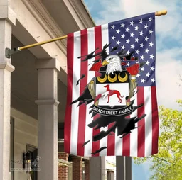 ScotsTee Shop American Bradstreet Coat of Arms Scratch on American Flag U.S. Flag Garden Flag/ House Flag