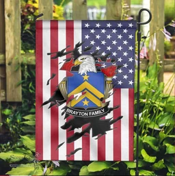 ScotsTee Shop American Brayton Coat of Arms Scratch on American Flag U.S. Flag Garden Flag/ House Flag