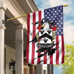 ScotsTee Shop American Bulkley Coat of Arms Scratch on American Flag U.S. Flag Garden Flag/ House Flag