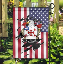 ScotsTee Shop American Byrd Coat of Arms Scratch on American Flag U.S. Flag Garden Flag/ House Flag