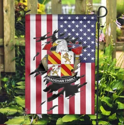 ScotsTee Shop American Bradshaw Coat of Arms Scratch on American Flag U.S. Flag Garden Flag/ House Flag