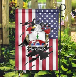 ScotsTee Shop American Brooks Coat of Arms Scratch on American Flag U.S. Flag Garden Flag/ House Flag