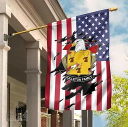 ScotsTee Shop American Colleton Coat of Arms Scratch on American Flag U.S. Flag Garden Flag/ House Flag