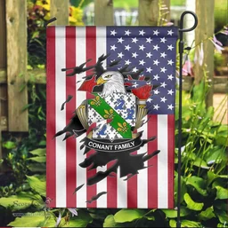 ScotsTee Shop American Conant Coat of Arms Scratch on American Flag U.S. Flag Garden Flag/ House Flag