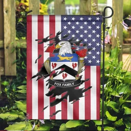ScotsTee Shop American Fox Coat of Arms Scratch on American Flag U.S. Flag Garden Flag/ House Flag