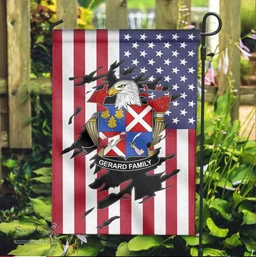 ScotsTee Shop American Gerard Coat of Arms Scratch on American Flag U.S. Flag Garden Flag/ House Flag