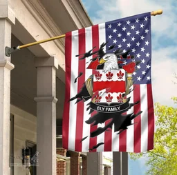 ScotsTee Shop American Ely Coat of Arms Scratch on American Flag U.S. Flag Garden Flag/ House Flag