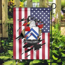 ScotsTee Shop American Dexter Coat of Arms Scratch on American Flag U.S. Flag Garden Flag/ House Flag