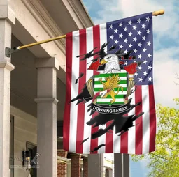 ScotsTee Shop American Downing Coat of Arms Scratch on American Flag U.S. Flag Garden Flag/ House Flag