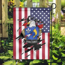 ScotsTee Shop American Dubs Coat of Arms Scratch on American Flag U.S. Flag Garden Flag/ House Flag