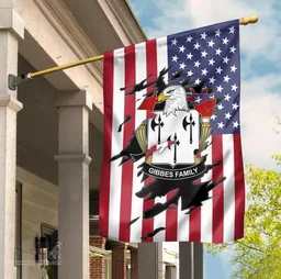 ScotsTee Shop American Gibbes Coat of Arms Scratch on American Flag U.S. Flag Garden Flag/ House Flag