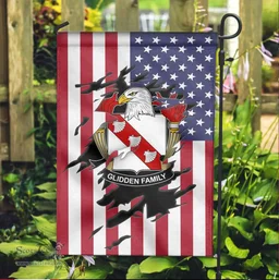 ScotsTee Shop American Glidden Coat of Arms Scratch on American Flag U.S. Flag Garden Flag/ House Flag