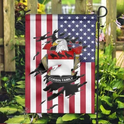 ScotsTee Shop American Corbin Coat of Arms Scratch on American Flag U.S. Flag Garden Flag/ House Flag