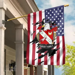 ScotsTee Shop American Harvey Coat of Arms Scratch on American Flag U.S. Flag Garden Flag/ House Flag