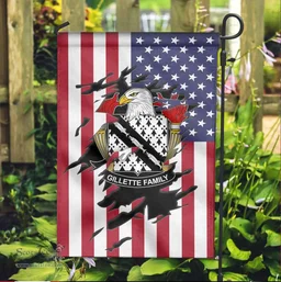 ScotsTee Shop American Gillette Coat of Arms Scratch on American Flag U.S. Flag Garden Flag/ House Flag