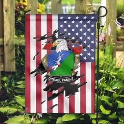 ScotsTee Shop American Drexel Coat of Arms Scratch on American Flag U.S. Flag Garden Flag/ House Flag