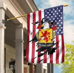 ScotsTee Shop American Feilding Coat of Arms Scratch on American Flag U.S. Flag Garden Flag/ House Flag