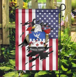 ScotsTee Shop American Mason Coat of Arms Scratch on American Flag U.S. Flag Garden Flag/ House Flag
