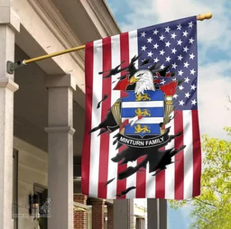 ScotsTee Shop American Minturn Coat of Arms Scratch on American Flag U.S. Flag Garden Flag/ House Flag