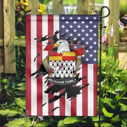 ScotsTee Shop American Peckham Coat of Arms Scratch on American Flag U.S. Flag Garden Flag/ House Flag