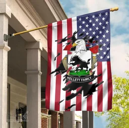 ScotsTee Shop American Kellett Coat of Arms Scratch on American Flag U.S. Flag Garden Flag/ House Flag
