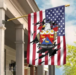 ScotsTee Shop American Lambert Coat of Arms Scratch on American Flag U.S. Flag Garden Flag/ House Flag