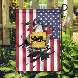 ScotsTee Shop American Hotchkiss Coat of Arms Scratch on American Flag U.S. Flag Garden Flag/ House Flag