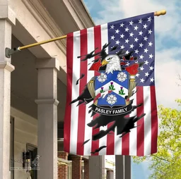 ScotsTee Shop American Pasley Coat of Arms Scratch on American Flag U.S. Flag Garden Flag/ House Flag