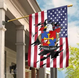 ScotsTee Shop American Ironside Coat of Arms Scratch on American Flag U.S. Flag Garden Flag/ House Flag
