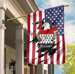 ScotsTee Shop American Mills Coat of Arms Scratch on American Flag U.S. Flag Garden Flag/ House Flag