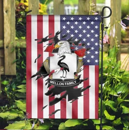 ScotsTee Shop American Mellon Coat of Arms Scratch on American Flag U.S. Flag Garden Flag/ House Flag