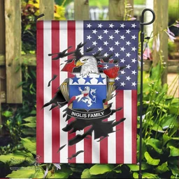 ScotsTee Shop American Inglis Coat of Arms Scratch on American Flag U.S. Flag Garden Flag/ House Flag