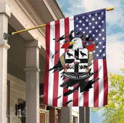 ScotsTee Shop American Paschall Coat of Arms Scratch on American Flag U.S. Flag Garden Flag/ House Flag