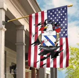 ScotsTee Shop American Newbold Coat of Arms Scratch on American Flag U.S. Flag Garden Flag/ House Flag