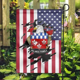 ScotsTee Shop American Palmes Coat of Arms Scratch on American Flag U.S. Flag Garden Flag/ House Flag