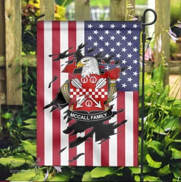 ScotsTee Shop American McCall Coat of Arms Scratch on American Flag U.S. Flag Garden Flag/ House Flag
